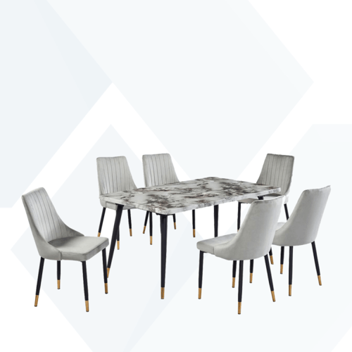 طاولة طعام رخام 4كراسي هيكل حديد