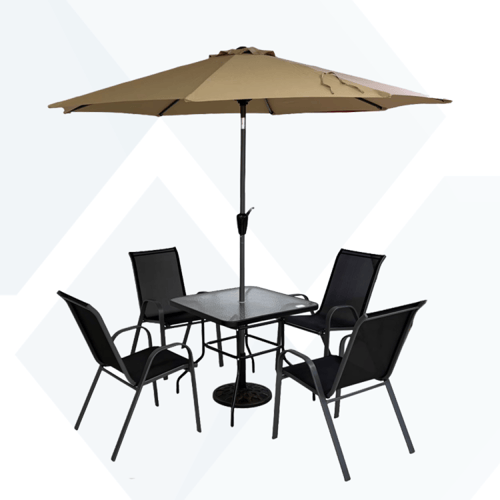 طاولة مع مظلة 4كراسي