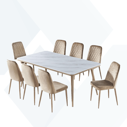 طاولة طعام رخام 4كراسي هيكل حديد