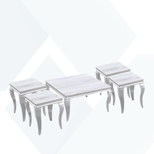 طقم طاولات رخام قواعد استيل