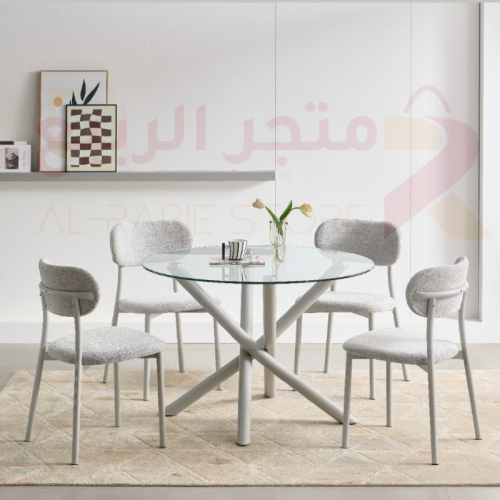 طاولة طعام زجاج دائري 4كراسي رقم 22C19