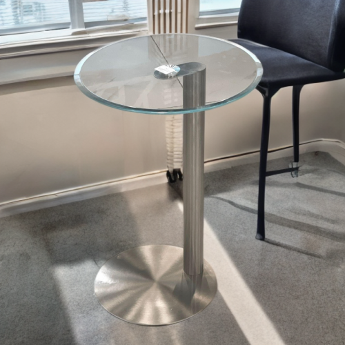 طاولة خدمة زجاج بقاعدة فضي رقم AR-10251