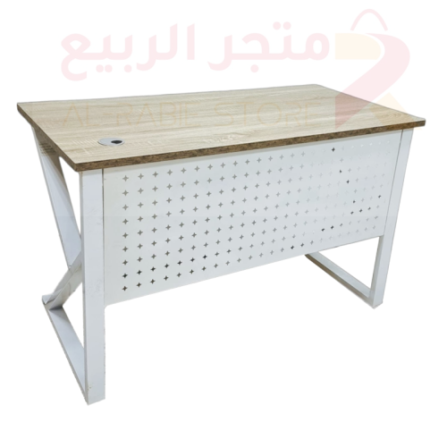 طاولة مكتب خشب بهيكل حديد ابيض
