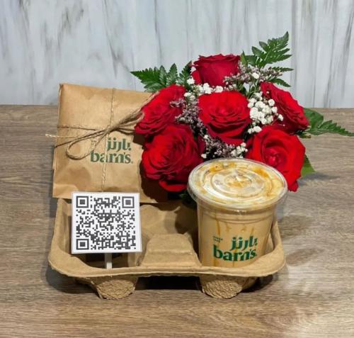 تنسيق ورد مع أضافة قهوة بارنيز و كوكيز