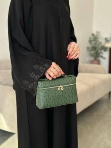 شنطة ترف جلد نعام زيتي