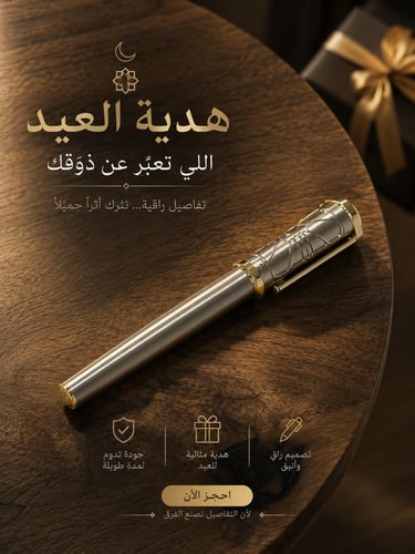 A silver pen with an elegant decorated cover