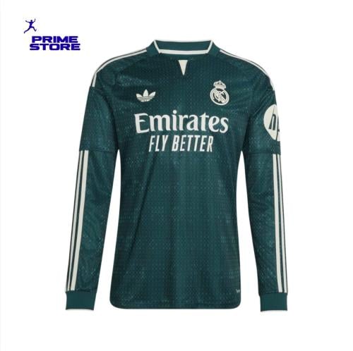 Real Madrid Away Authentic Jersey Long Sleeve Gree...