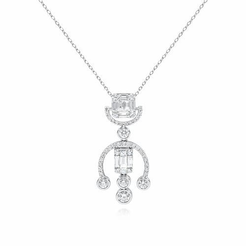 White gold diamond necklace 18 karat with a dangli...
