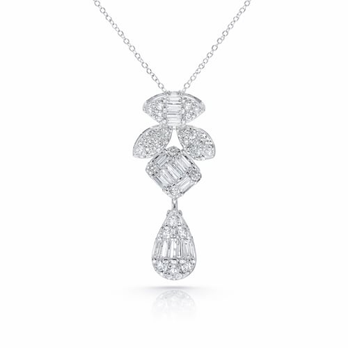 A soft diamond necklace with 18-karat white gold w...