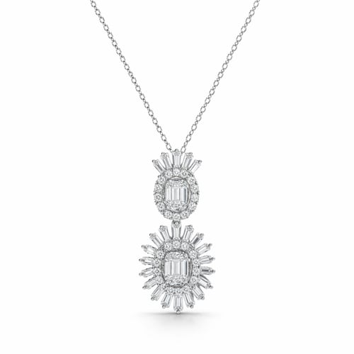 White gold diamond necklace 18 karat with a double...