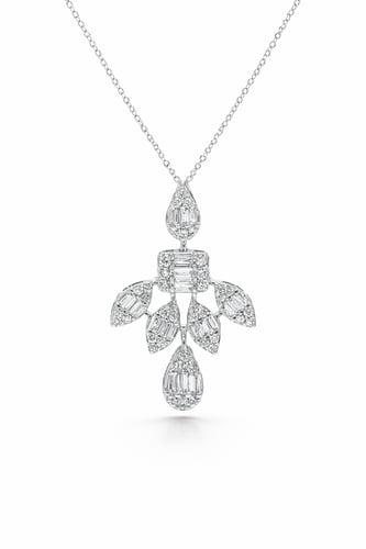 White gold diamond necklace 18 karat with a dangli...