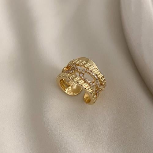 خاتم مفتوح بتصميم مميز مطلي ذهب. MR-035