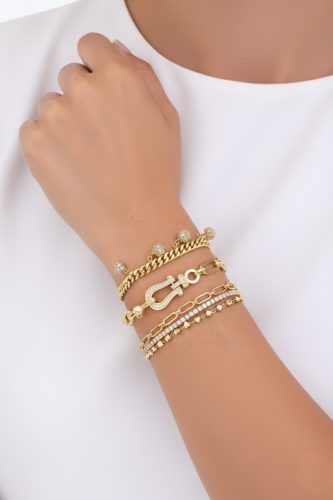 ست أساور نسائية مطلية ذهب عيار 14. MB-369
