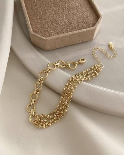 سوار بتصميم سلاسل متعددة مطلي ذهب عيار ١٤ . MB-358