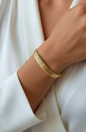 اسوارة حصيرة بديل الذهب مطلية ذهب. MB-342