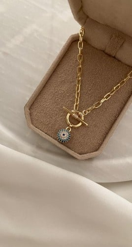 سلسال مع عين زرقاء مطلي ذهب. MN-61