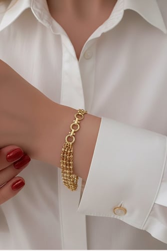 سوار بتصميم سلاسل متعددة مطلي ذهب عيار ١٤ . MB-358