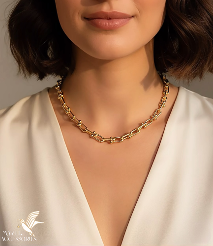 سلسال بتصميم مستوحى من تيفاني مطلي ذهب عيار ١٤. MN...