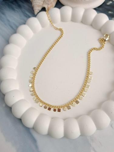 خلخال بتعليقات داوئر ومربعات مطلي ذهب MA-014