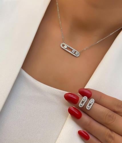 طقم مستوحى من تصميم ميسيكا ناعم مطلي فضة مؤلف من س...