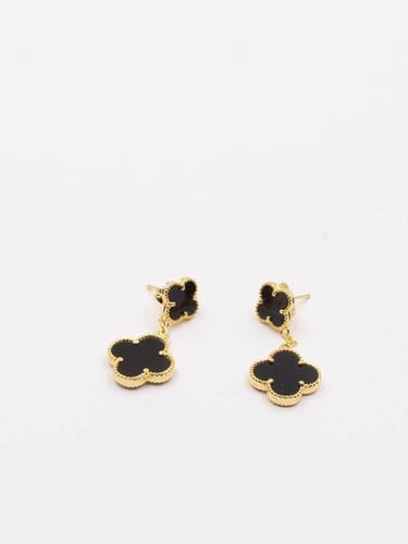 أقراط فان كليف وردتين لون أسود . ME-101