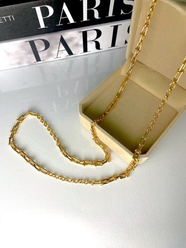 سلسال بحلقات متداخلة طويل مطلي ذهب عيار ٢١ (100cm)...