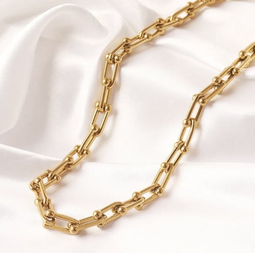 سلسال جنزير متشابك لون ذهبي(50cm). MN-019