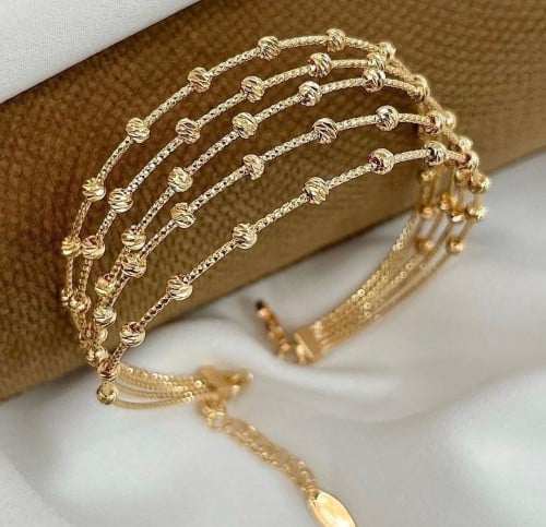 سوار بتصميم مؤلف من خمس صفوف لون ذهبي MB-048