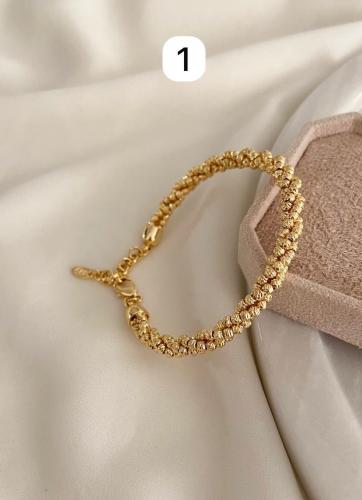 سوار مجدول مرن مطلي ذهب عيار ١٤. MB-049