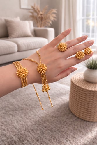 طقم بديل ذهب فاخر بتصميم زهري ملكي . MS-072