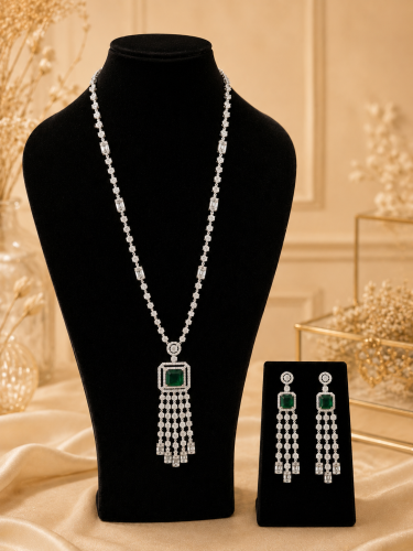 سلسال زركون طويل مع حلق – 3 ألوان فاخرة. MS-096