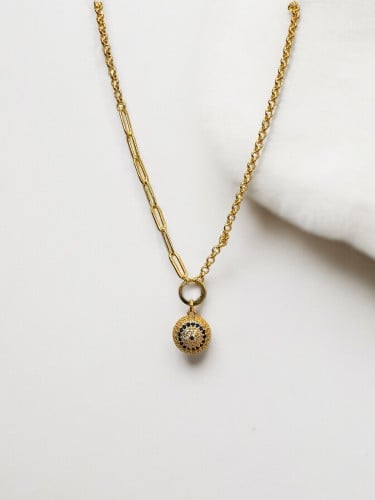 سلسال مع عين زرقاء مطلي ذهب. MN-058