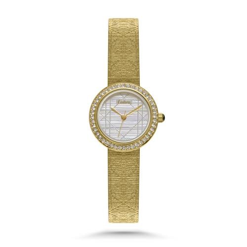 ساعة نسائية بتصميم عصري بلون ذهبي