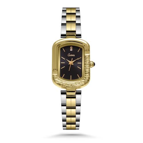 ساعه نسائيه ماركه كاتيرا مستطيل فضي و ذهبي ميناء أ...