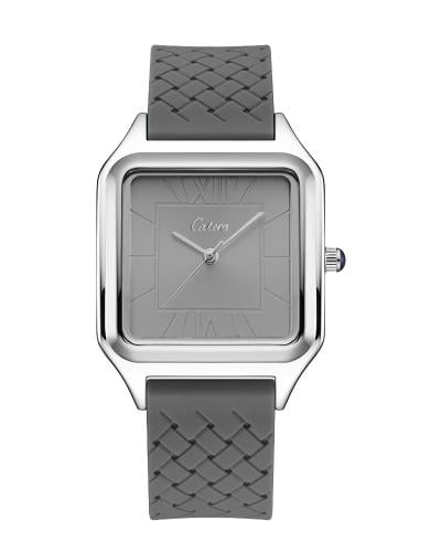 ساعة رجالي مغناطيس ربل رمادي اطار فضي