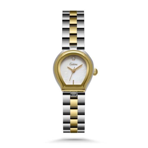 ساعة نسائية استيل ناعم باللون الذهبي و الفضي ميناء...