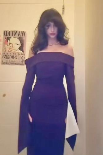 فستان ناعم بأكمام مبطنة