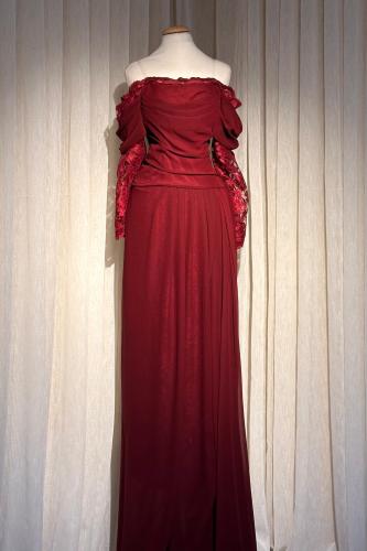 فستان ناعم طويل مزين بالدانتيل