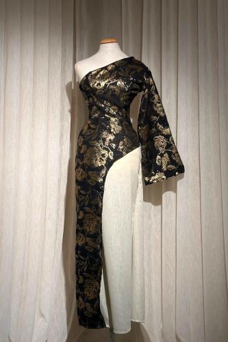 فستان ناعم ون شولدر بقصة مائلة