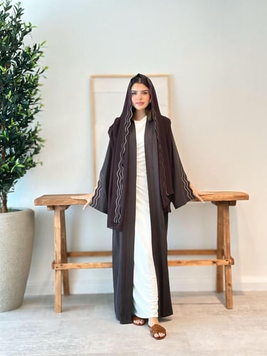 لينن مغسول مع قطعه مشجرة من الداخل تطريز قصب
