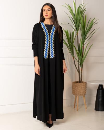 عباية كريب تطريز بالخيوط والخرز
