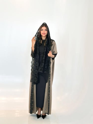 لينن مغسول زيتي مع دانتيل ( نص بشت)