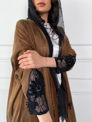 كوبرو جاكار مغسول بني برونز تطريز يدوي(نص بشت)