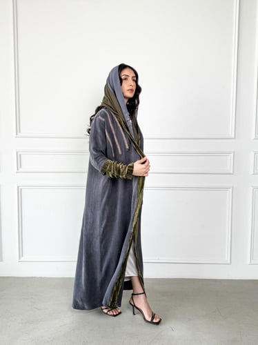 كوبرو جاكار مغسول رمادي تطريز يدوي