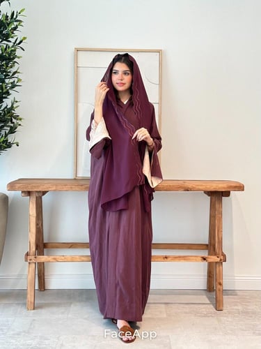 لينن مغسول مع قطعه مشجرة من الداخل تطريز قصب