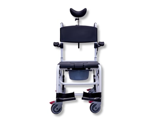 ♿ كرسي مرحاض واستحمام طبي متحرك بمسند رأس
