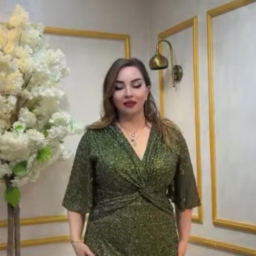 فستان زيتوني لامع