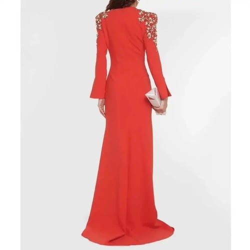 فستان سهرة احمر طويل