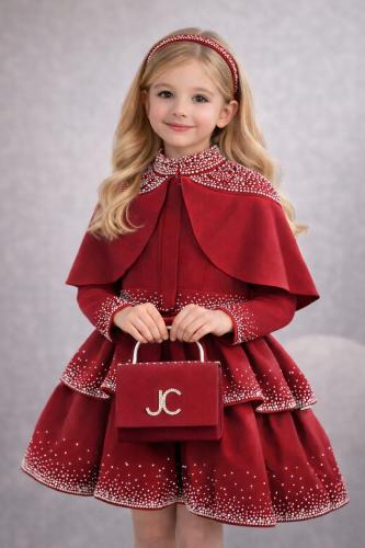 فستان مميز من 3 قطع فستان جاكيت شنطه