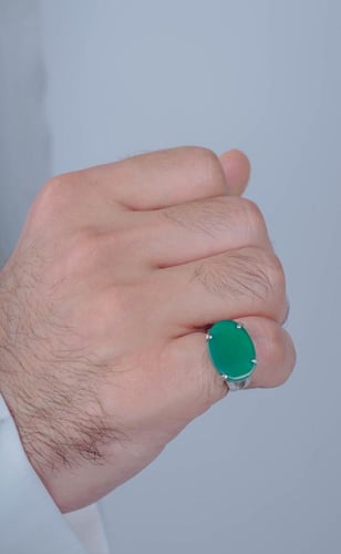 خاتم فضة ملكي اخضر زاهي